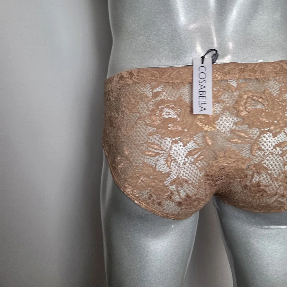 Cosabella‎ Never Say Never Mens Lace Briefs Brown Floral Italian Lace Low Rise